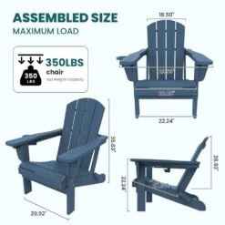 Navy Outdoor 5-Piece HDPE Plastic Patio Chat Set, 2-Adirondack Chairs With Side Table And 2-Folding Ottomans -More Furniture Store chat sets cgtjy5jt ny 4f 1000