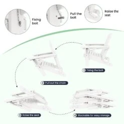 White Outdoor 5-Piece HDPE Plastic Patio Chat Set, 2-Adirondack Chairs With Side Table And 2-Folding Ottomans -More Furniture Store chat sets cgtjy5jt wt 4f 1000