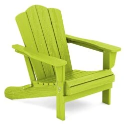 Classic Apple Green Folding Plastic Adirondack Chair