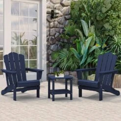 Classic Blue Folding Plastic Adirondack Chair -More Furniture Store composite adirondack chairs peqwy blue fa 1000