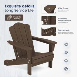 Classic Coffee Brown Folding Plastic Adirondack Chair -More Furniture Store composite adirondack chairs peqwy coffee 1f 1000