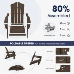 Classic Coffee Brown Folding Plastic Adirondack Chair -More Furniture Store composite adirondack chairs peqwy coffee 4f 1000