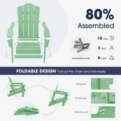 Classic Light Green Folding Plastic Adirondack Chair -More Furniture Store composite adirondack chairs peqwy lgreen 4f 1000