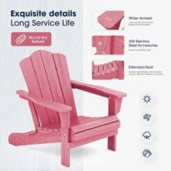 Classic Pink Folding Plastic Adirondack Chair -More Furniture Store composite adirondack chairs peqwy pink 1f 1000
