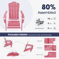 Classic Pink Folding Plastic Adirondack Chair -More Furniture Store composite adirondack chairs peqwy pink 4f 1000