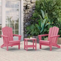 Classic Pink Folding Plastic Adirondack Chair -More Furniture Store composite adirondack chairs peqwy pink fa 1000