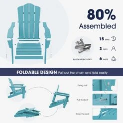 Classic Tiffany Blue Folding Plastic Adirondack Chair -More Furniture Store composite adirondack chairs peqwy tb 4f 1000
