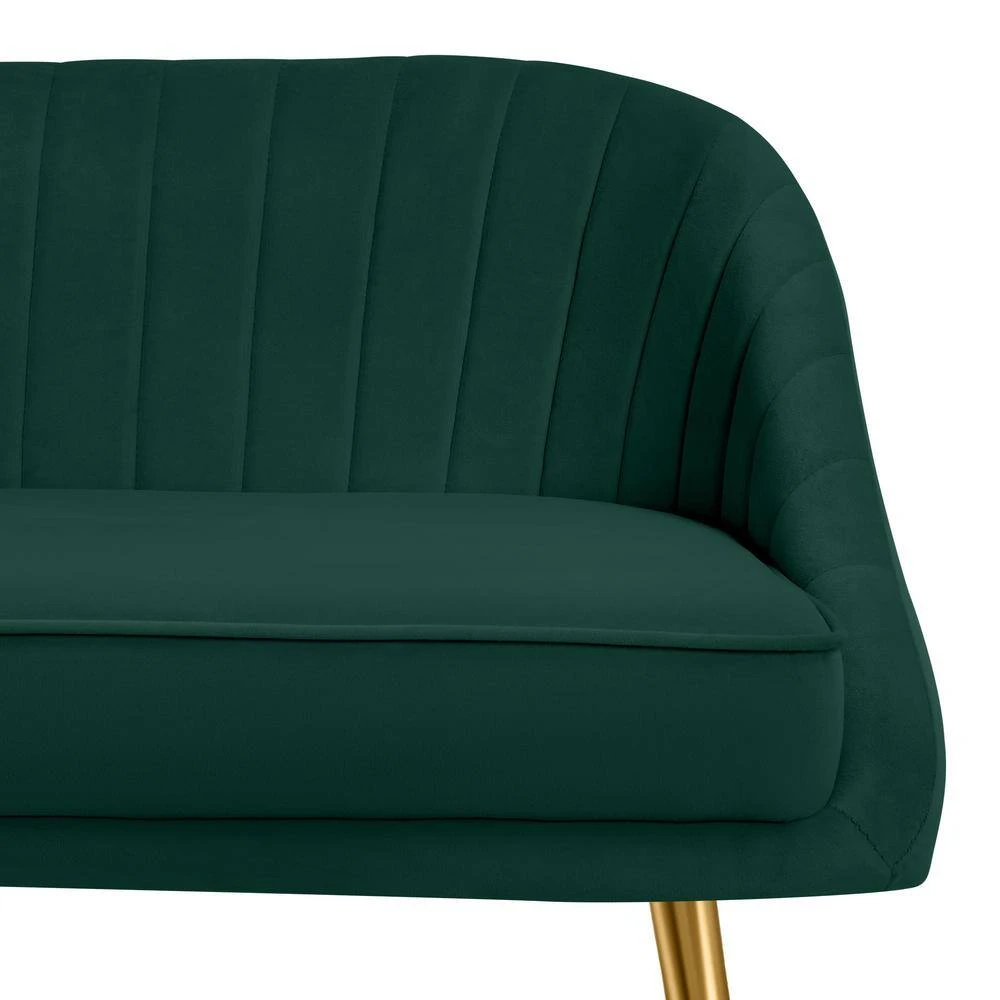 Modern 48 In. Golden Base Velvet Tufted 2-Seats Dark Green Loveseat Sofa For Living Room Furniture Sets 6 Modern 48 In. Golden Base Velvet Tufted 2-Seats Dark Green Loveseat Sofa For Living Room Furniture Sets - Image 6