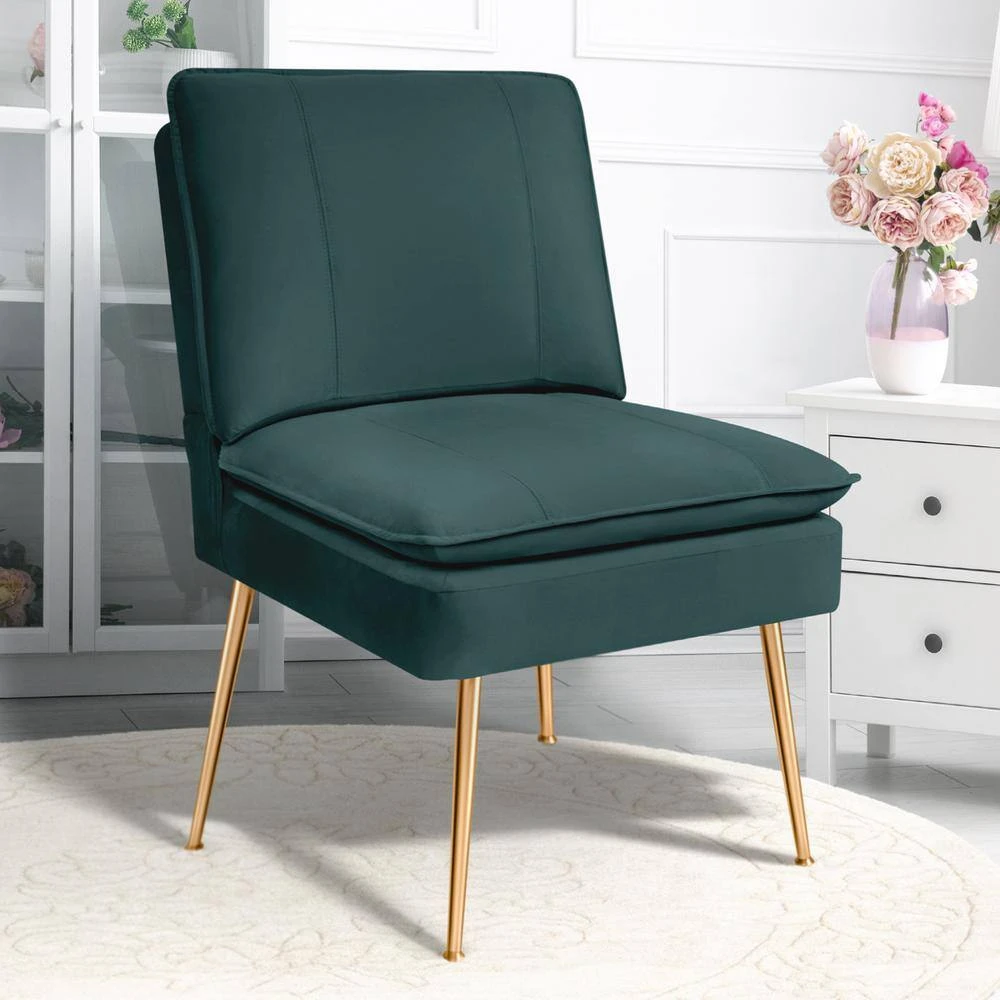 Dark Green 1-Piece Armless Upholstered Leisure Tight Back Accent Side Chair With Cushion 6 Dark Green 1-Piece Armless Upholstered Leisure Tight Back Accent Side Chair With Cushion - Image 6