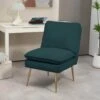 Dark Green 1-Piece Armless Upholstered Leisure Tight Back Accent Side Chair With Cushion