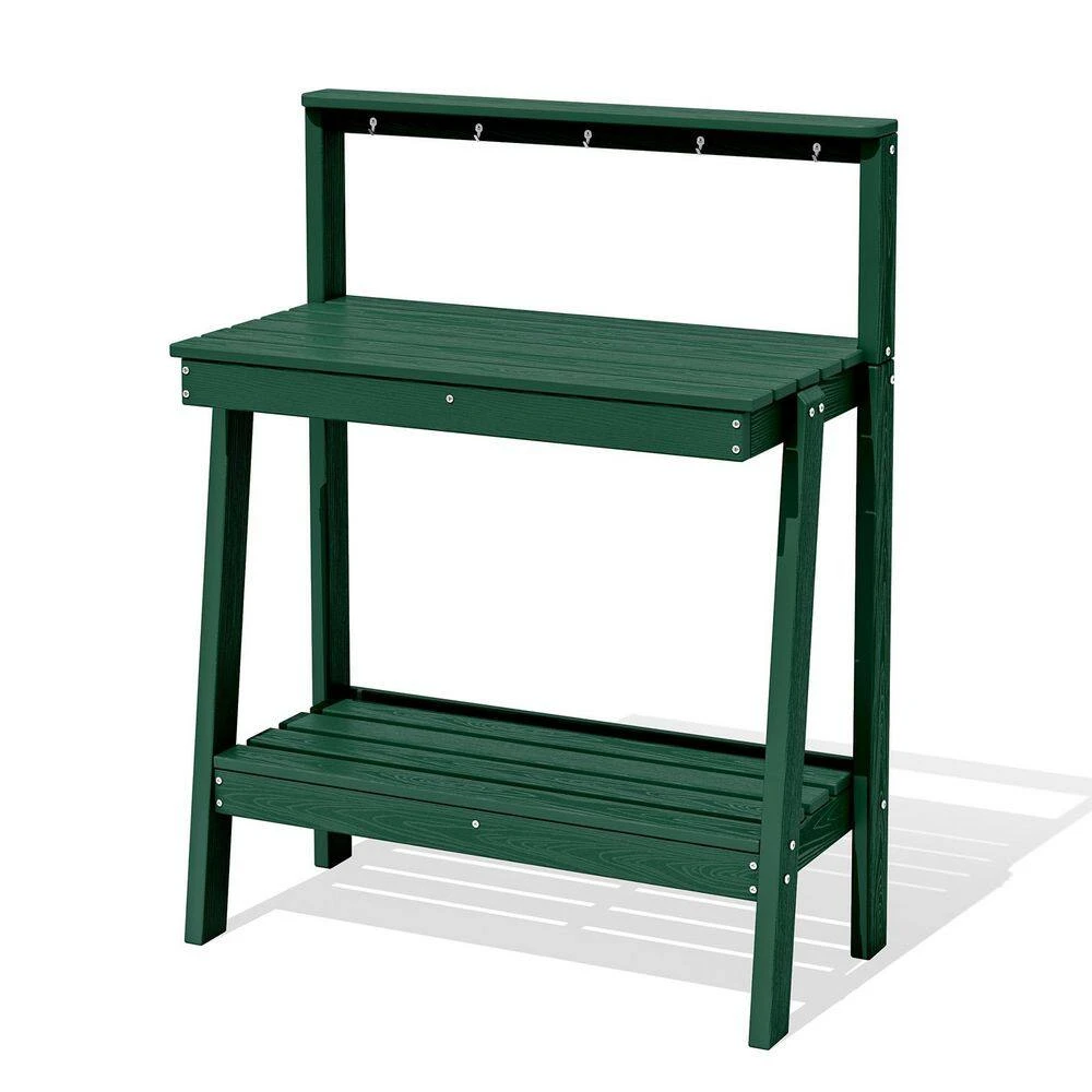 45.5 In. H X 34.8 In. W X 17.7 In. D Dark Green HDPE Potting Bench Table, Multi-Purpose Plant And Storage Shelf 1 45.5 In. H X 34.8 In. W X 17.7 In. D Dark Green HDPE Potting Bench Table, Multi-Purpose Plant And Storage Shelf