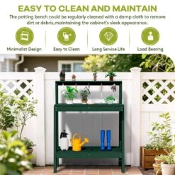 45.5 In. H X 34.8 In. W X 17.7 In. D Dark Green HDPE Potting Bench Table, Multi-Purpose Plant And Storage Shelf 16 45.5 In. H X 34.8 In. W X 17.7 In. D Dark Green HDPE Potting Bench Table, Multi-Purpose Plant And Storage Shelf -More Furniture Store dark green jearey potting benches and tables jyyygzt ml 76 1000