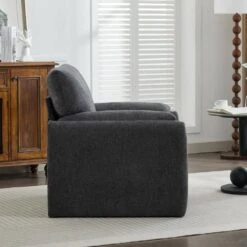 Modern Dark Grey Chenille Oversized Wood Accent Outdoor And Indoor Lounge Chair With Armrest Cushion For Living Room 9 Modern Dark Grey Chenille Oversized Wood Accent Outdoor And Indoor Lounge Chair With Armrest Cushion For Living Room -More Furniture Store dark grey jearey accent chairs e13puzy hd bk 4f 1000