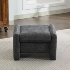 Dark Grey Chenille Wood Comfort Outdoor And Indoor Ottoman For Couch And Accent Chair -More Furniture Store dark grey jearey ottomans e11xxy hd bg c3 1000