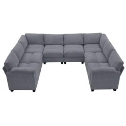 115 In. Corduroy Modular U-Shaped Dark Grey 8-Seat Sectional Sofa For Living Room And Spacious Space -More Furniture Store dark grey jearey sectional sofas dxrzjsf8 dark grey 1f 1000