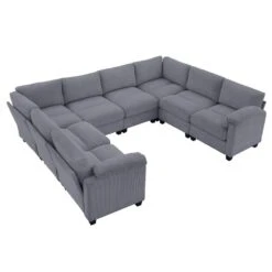 115 In. Corduroy Modular U-Shaped Dark Grey 8-Seat Sectional Sofa For Living Room And Spacious Space -More Furniture Store dark grey jearey sectional sofas dxrzjsf8 dark grey 44 1000