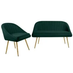 Atye 2 Piece Green Living Room Velvet Loveseat And Accent Chair Set -More Furniture Store dark grey living room sets sry dry dgn 31 1000