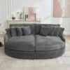 100.78 In. Dark Grey Corduroy Detachable Sofa With Eight Pillows