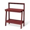 45.5 In. H X 34.8 In. W X 17.7 In. D Dark Red HDPE Potting Bench Table, Multi-Purpose Plant And Storage Shelf
