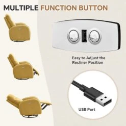 Chenille Gold 3-Position Swivel Power Nursery Recliner With USB And Induction Light Strip For Living Room (Set Of 2) 16 Chenille Gold 3-Position Swivel Power Nursery Recliner With USB And Induction Light Strip For Living Room (Set Of 2) -More Furniture Store gold jearey recliners rc sw camel 76 1000