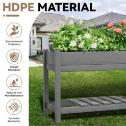 45 In. X 18 In. X 29 In. Outdoor Plastic Raised Garden Bed In Gray -More Furniture Store gray jearey elevated garden beds tphj gray 44 1000