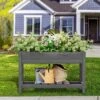 45 In. X 18 In. X 29 In. Outdoor Plastic Raised Garden Bed In Gray
