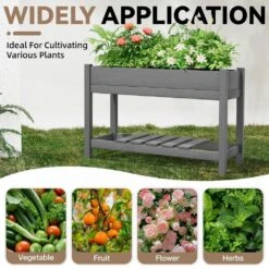 45 In. X 18 In. X 29 In. Outdoor Plastic Raised Garden Bed In Gray -More Furniture Store gray jearey elevated garden beds tphj gray 76 1000