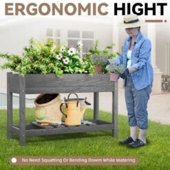 45 In. X 18 In. X 29 In. Outdoor Plastic Raised Garden Bed In Gray -More Furniture Store gray jearey elevated garden beds tphj gray fa 1000