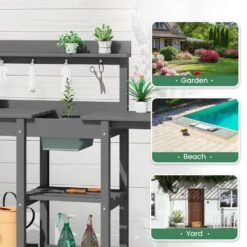 40.94 In. W X 47.24 In. H Gray HDPE Weather-Resistant Garden Potting Bench Table With Storage Shelf 12 40.94 In. W X 47.24 In. H Gray HDPE Weather-Resistant Garden Potting Bench Table With Storage Shelf -More Furniture Store gray jearey potting benches and tables yygzt gr 44 1000