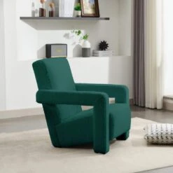 Modern Green Adirondack Chair Interior Design Style Luxurious Lambswool Upholstered Accent Chair