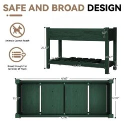 45 In. X 18 In. X 29 In. Outdoor Plastic Raised Garden Bed In Green, Elevated Planter For Herbs, Vegetables And Flowers 9 45 In. X 18 In. X 29 In. Outdoor Plastic Raised Garden Bed In Green, Elevated Planter For Herbs, Vegetables And Flowers -More Furniture Store green jearey elevated garden beds tphj green 4f 1000