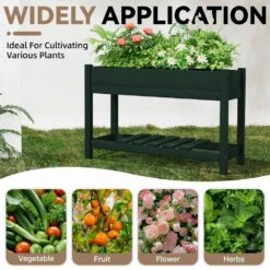 45 In. X 18 In. X 29 In. Outdoor Plastic Raised Garden Bed In Green, Elevated Planter For Herbs, Vegetables And Flowers 13 45 In. X 18 In. X 29 In. Outdoor Plastic Raised Garden Bed In Green, Elevated Planter For Herbs, Vegetables And Flowers -More Furniture Store green jearey elevated garden beds tphj green 76 1000