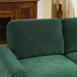Sanfe 57 In. Green Solid Fabric 2-Seat Loveseat With Nailhead 10 Sanfe 57 In. Green Solid Fabric 2-Seat Loveseat With Nailhead -More Furniture Store green jearey loveseats sfrm 2 green 4f 1000