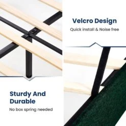 Alex Green Metal Frame Full Platform Bed With Headboard -More Furniture Store green jearey platform beds e111cj full green 1f 1000