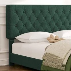 Green Full Linen Upholstered Storage Platform Bed Frame With Headboard -More Furniture Store green jearey platform beds slssfy green 1f 1000