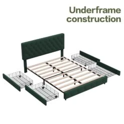 Green Queen Linen Upholstered Storage Platform Bed Frame With Headboard -More Furniture Store green jearey platform beds slssfy pink 4f 1000