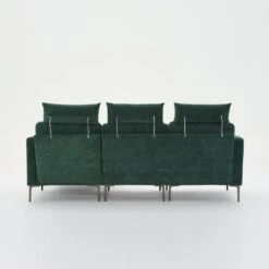 89 In. Square Arm Fabric L Shape Sectional Sofa With Chaise Lounge And Pillow In Green -More Furniture Store green jearey sofas couches xne 1 green 44 1000
