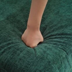 89 In. Square Arm Fabric L Shape Sectional Sofa With Chaise Lounge And Pillow In Green -More Furniture Store green jearey sofas couches xne 1 green 76 1000