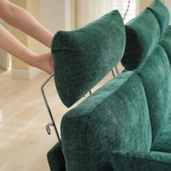 116.53 In. Square Arm Fabric U Shape Sectional Sofa With 2-Chaise Lounge And Pillow In Green 12 116.53 In. Square Arm Fabric U Shape Sectional Sofa With 2-Chaise Lounge And Pillow In Green -More Furniture Store green jearey sofas couches xne 2 green 44 1000