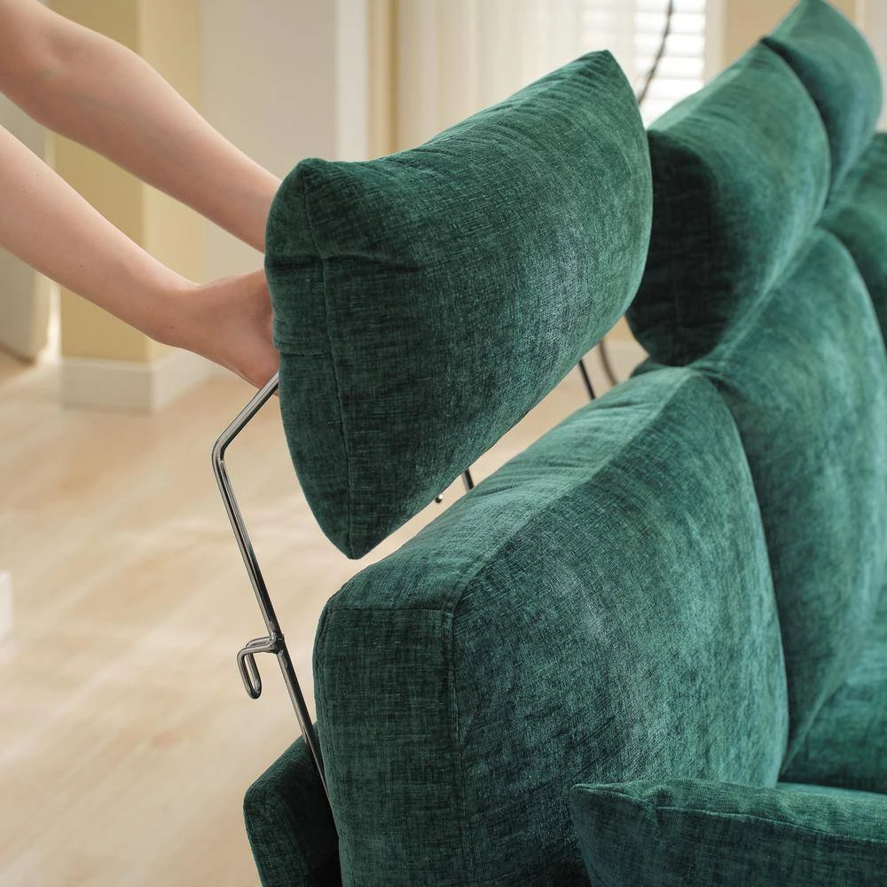 116.53 In. Square Arm Fabric U Shape Sectional Sofa With 2-Chaise Lounge And Pillow In Green 6 116.53 In. Square Arm Fabric U Shape Sectional Sofa With 2-Chaise Lounge And Pillow In Green - Image 6