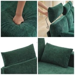 116.53 In. Square Arm Fabric U Shape Sectional Sofa With 2-Chaise Lounge And Pillow In Green 10 116.53 In. Square Arm Fabric U Shape Sectional Sofa With 2-Chaise Lounge And Pillow In Green -More Furniture Store green jearey sofas couches xne 2 green 4f 1000