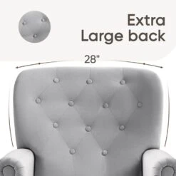 Lola Modern Upholstered Velvet Grey Accent Armchair With Extra Large Back And Wood Leg For Living Room Bedroom -More Furniture Store grey jearey accent chairs e011gby grey c3 1000