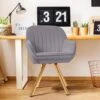 24 In. Modern Gray Fabric Swivel Arm Chair With Metal Legs