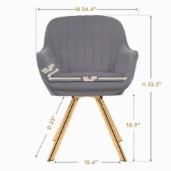 24 In. Modern Gray Fabric Swivel Arm Chair With Metal Legs -More Furniture Store grey jearey accent chairs e21zy hd gy c3 1000