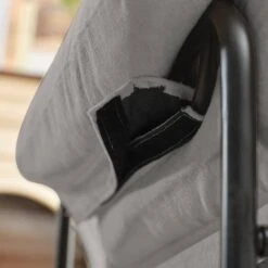 Moore Metal Grey Lambswool Soft Cushion Arm Chair For Bedroom And Living Room -More Furniture Store grey jearey accent chairs mejs grey 44 1000