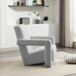 Modern Grey Adirondack Chair Interior Design Style Luxurious Lambswool Upholstered Accent Chair -More Furniture Store grey jearey accent chairs slswy grey 4f 1000