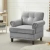 Modern Grey Chenille Upholstered Nailhead Trim Accent Arm Chair For Living Room