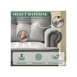 Modern Grey Chenille Upholstered Nailhead Trim Accent Arm Chair For Living Room -More Furniture Store grey jearey accent chairs xltd grey c3 1000