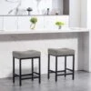 Peel Modern 24 In. Counter Height Faux Leather Grey Metal Bar Stools For Kitchen (Set Of 2)