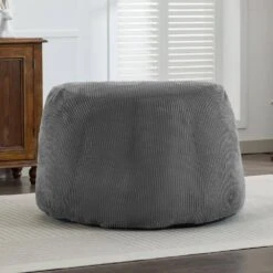 Corduroy Polyester Medium Memory Foam Grey Backrest Style Bean Bag -More Furniture Store grey jearey bean bag chairs xty hd 2 grey 31 1000